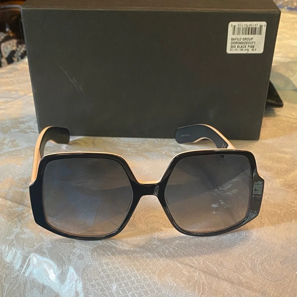 Dior unisex extra wide Black and White Sunglasses size XL pre loved condition